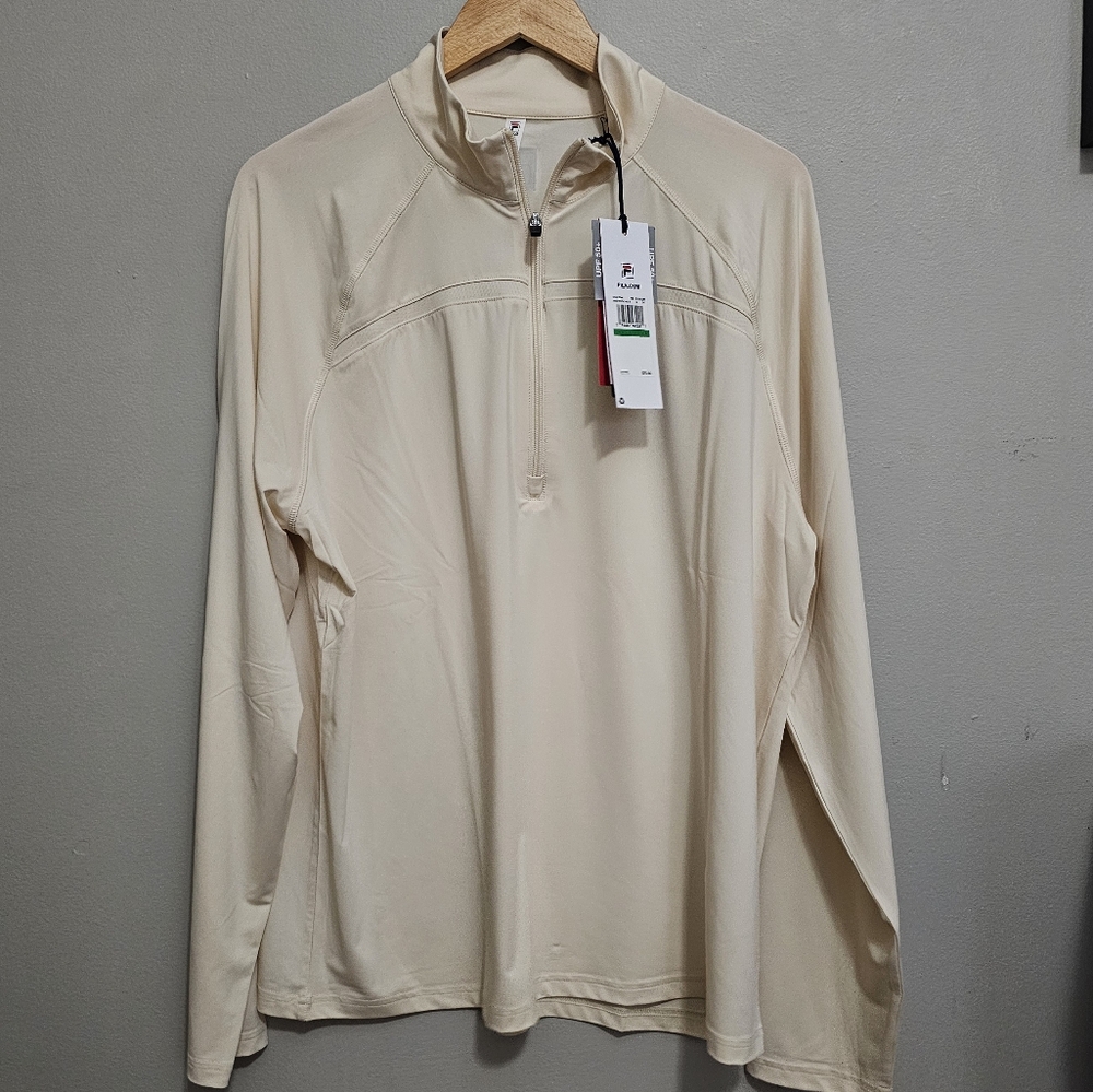 FILA Men's Cream Quarter-Zip Tennis Pullover